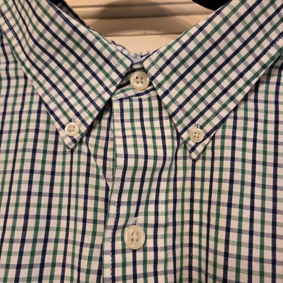 IZOD Plaid Button Doen Green Blue 3XL - Picture 5 of 8